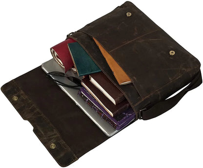 New  Adjustable Straps Vintage Leather 18 Inch Briefcase Shoulder Laptop Bag