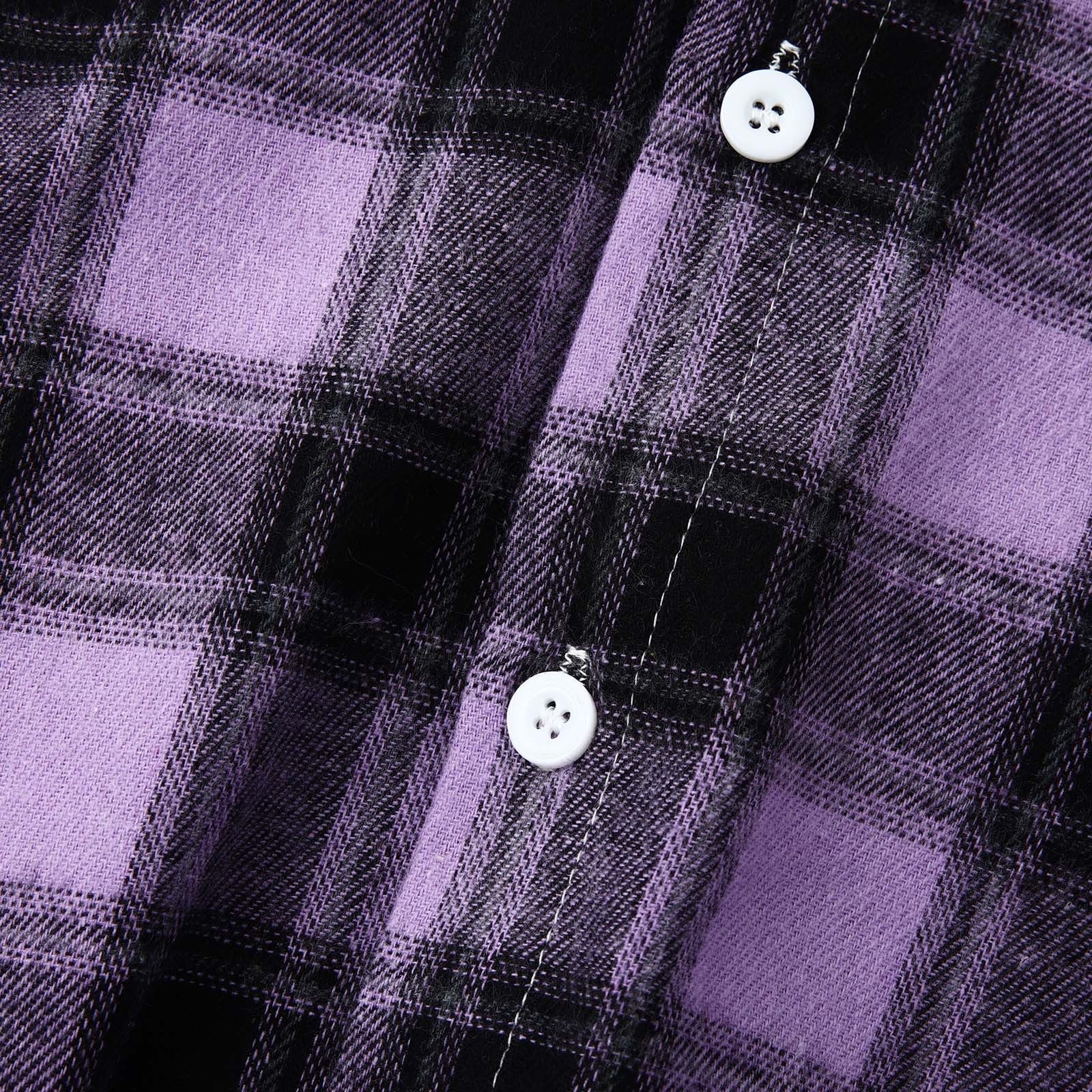Men'S Casual Plaid Flannel Jacket with Hoodie Lightweight Fall Winter Long Sleeve Button down Plaid Flannel Hooded Shirt Purple XL