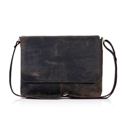 16-Inch Buffalo Leather Messenger Bag for Men & Women – Handmade Laptop Satchel, Office Briefcase & College Computer Bag