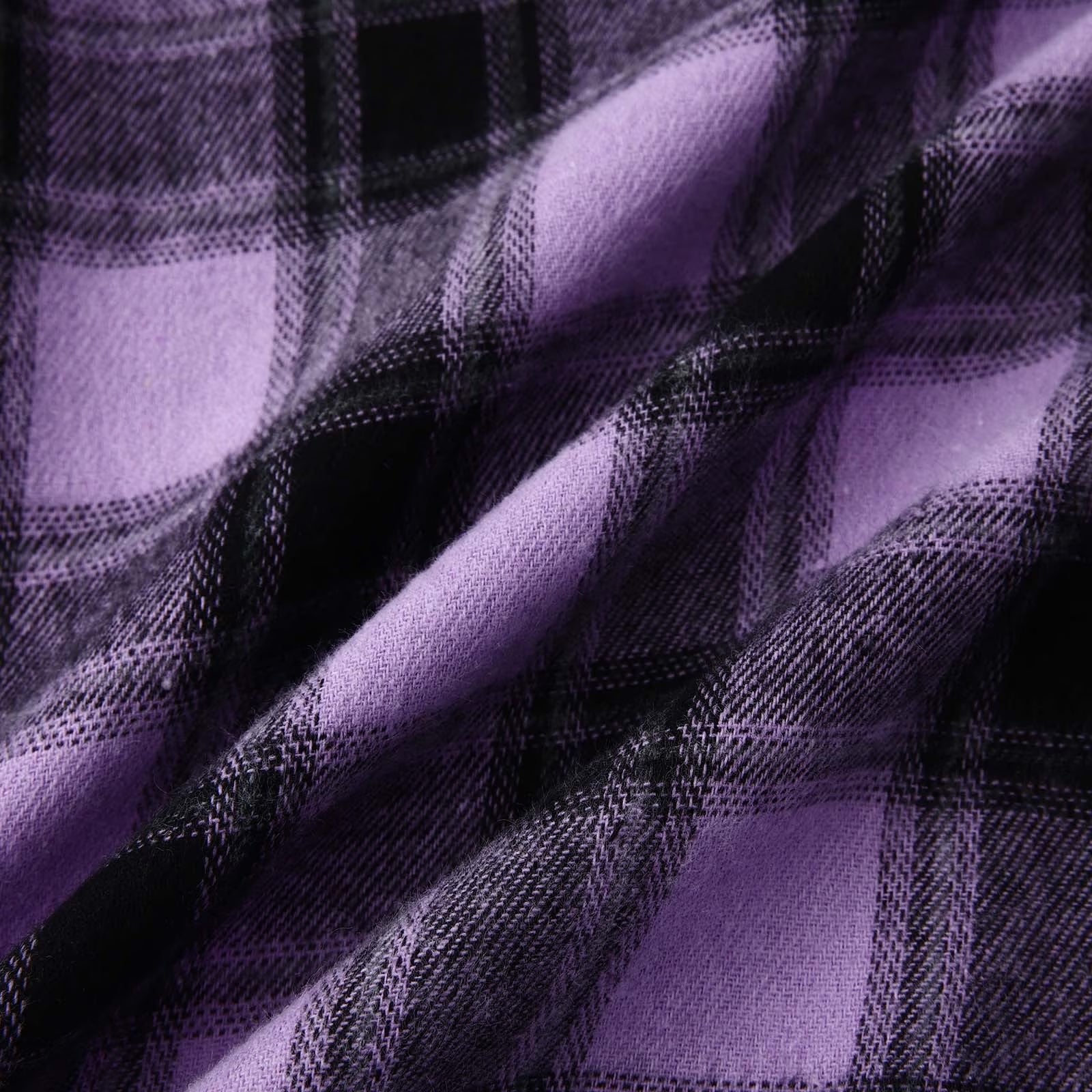 Men'S Casual Plaid Flannel Jacket with Hoodie Lightweight Fall Winter Long Sleeve Button down Plaid Flannel Hooded Shirt Purple XL