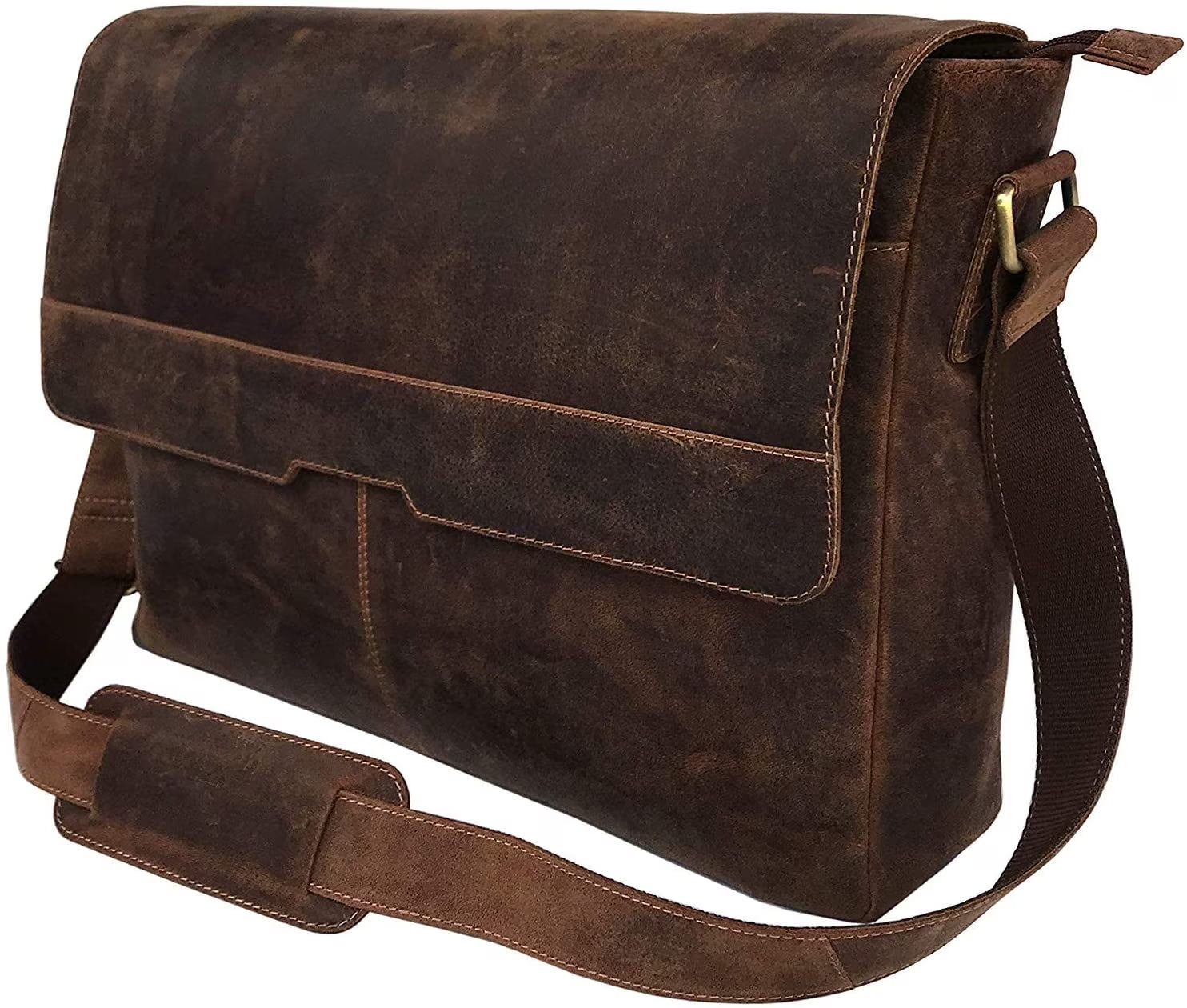 New  Adjustable Straps Vintage Leather 18 Inch Briefcase Shoulder Laptop Bag