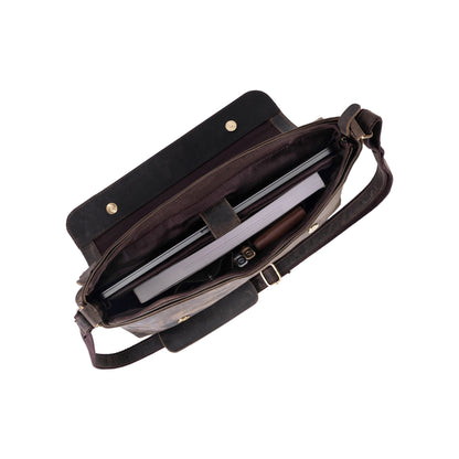 16-Inch Buffalo Leather Messenger Bag for Men & Women – Handmade Laptop Satchel, Office Briefcase & College Computer Bag