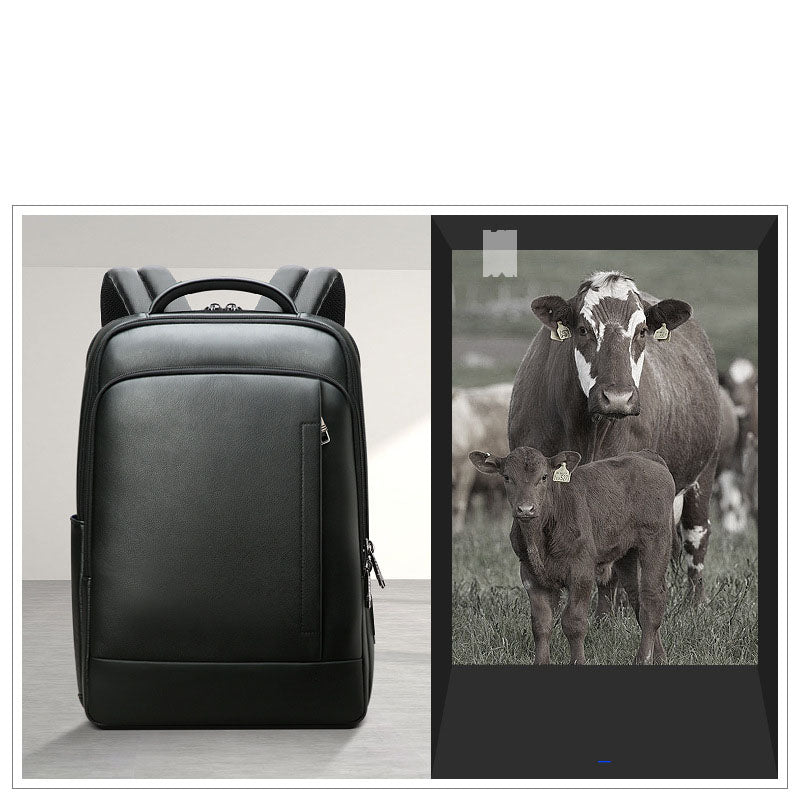 Backpack Leather Backpack Men'S Business Trip First Layer Leather Backpack Computer Bag