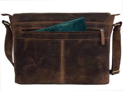 New  Adjustable Straps Vintage Leather 18 Inch Briefcase Shoulder Laptop Bag